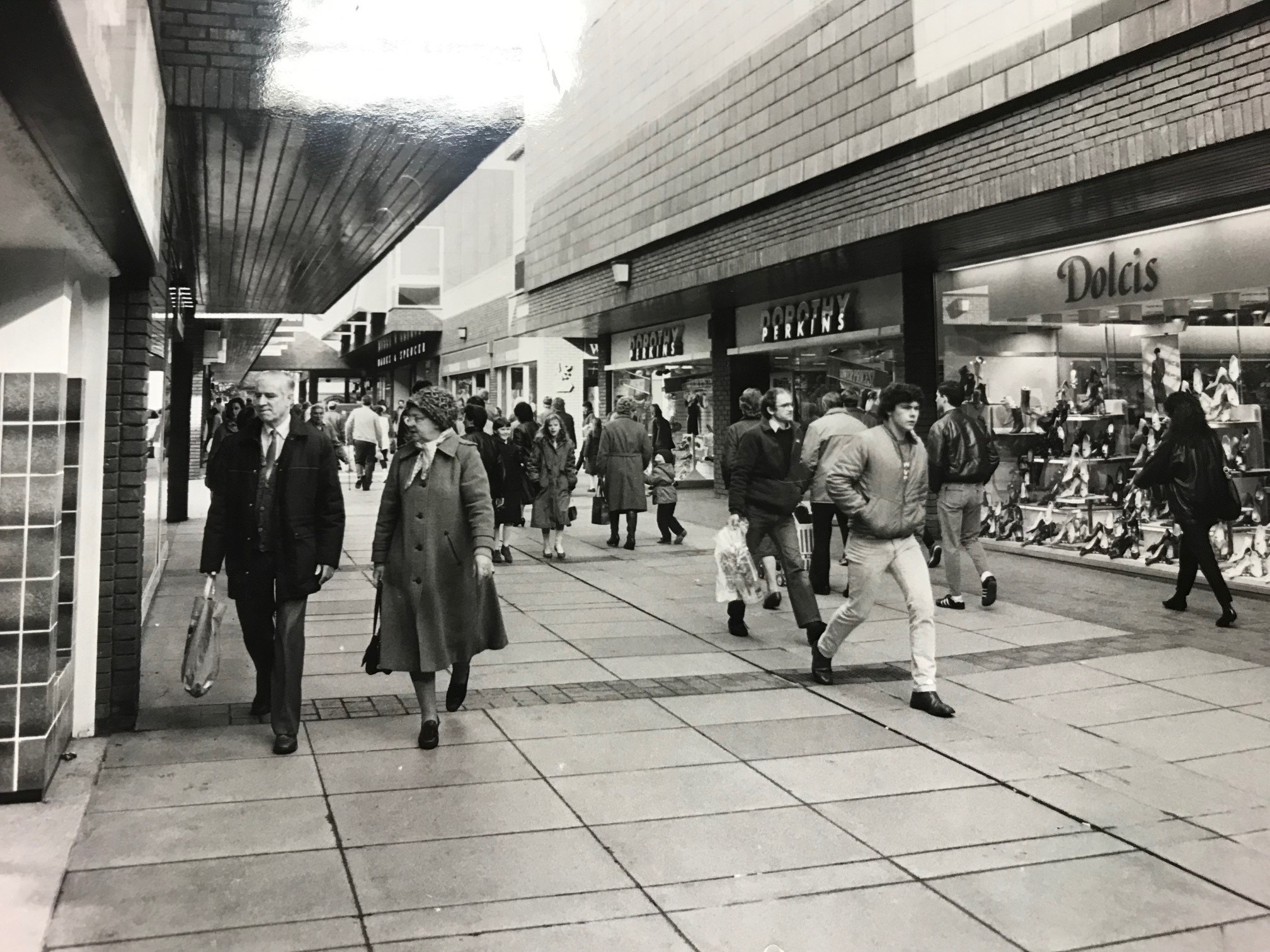 Shoppers enjoy Lion Walk in the 1980s