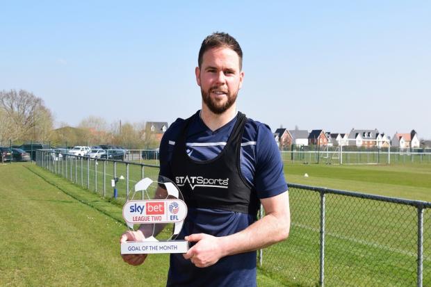 Prize guy - Alan Judge with his award after winning the Sky Bet League Two Goal of the Month for February