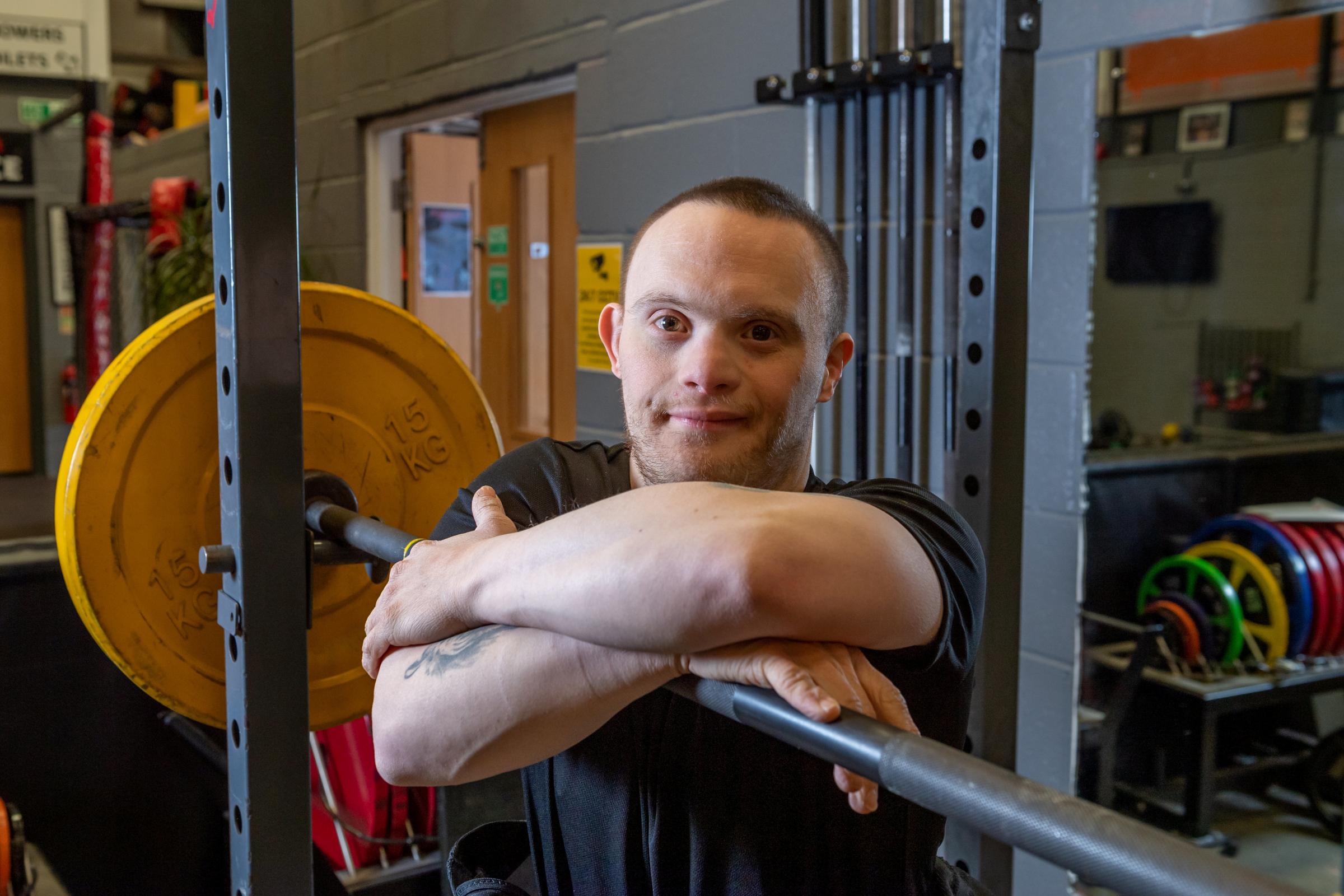 Daniel McGauley doing a workout at his gym in Colchester Essex. Powerlifter Daniel, who has Downs Syndrome and autism has been crowned British Champion. See SWNS story SWCAlift. A powerlifter with Downs Syndrome whose parents were told he would never