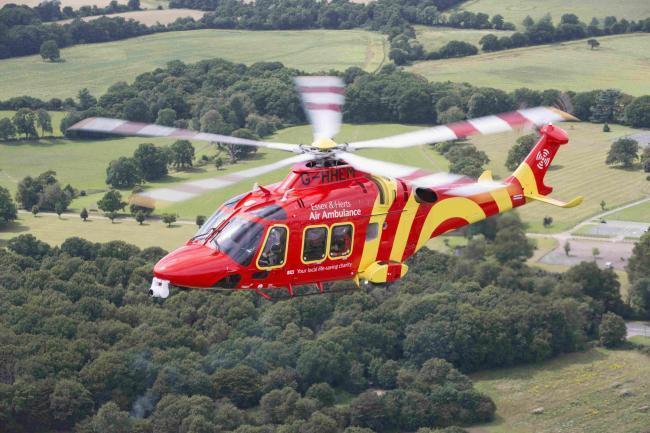 Colchester scene of Essex Air Ambulance landing