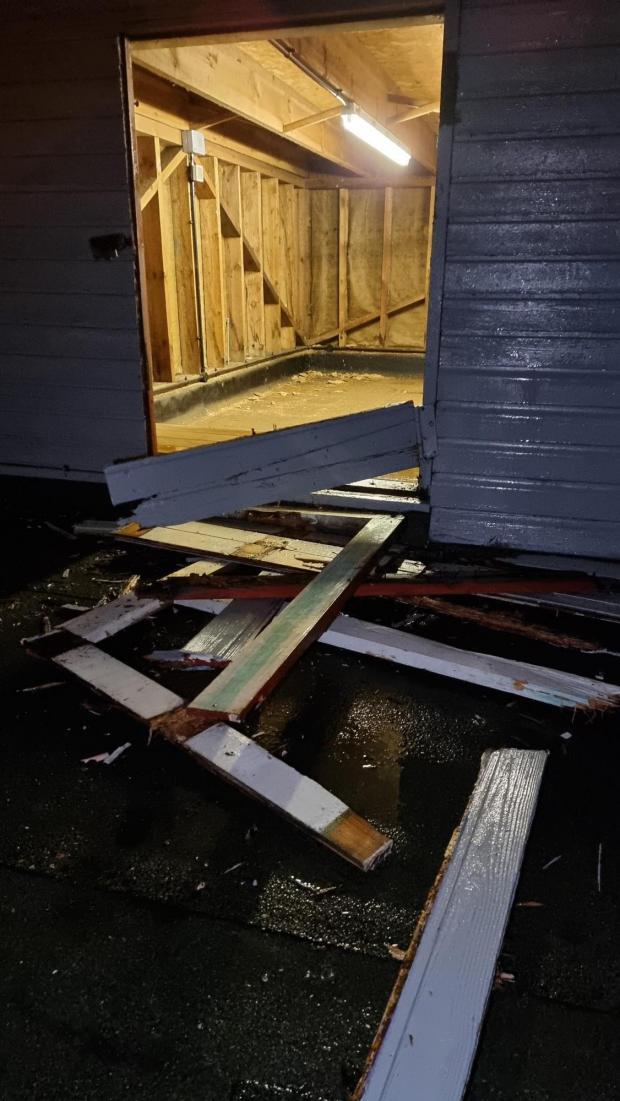 Gazette: Wrecked - a shed at the school