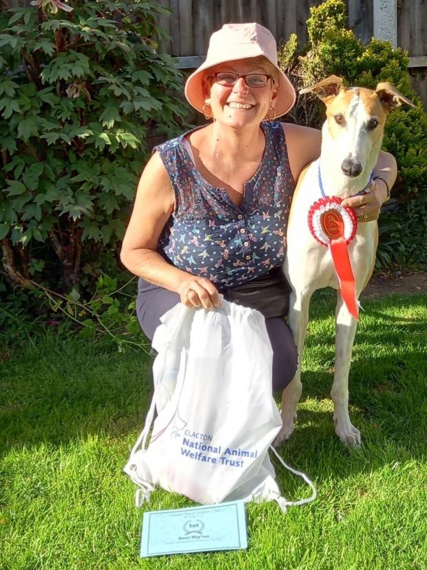 Gazette: All smiles - Cherry Box and her dog Jimmy who claimed first prize in the best big'un category.