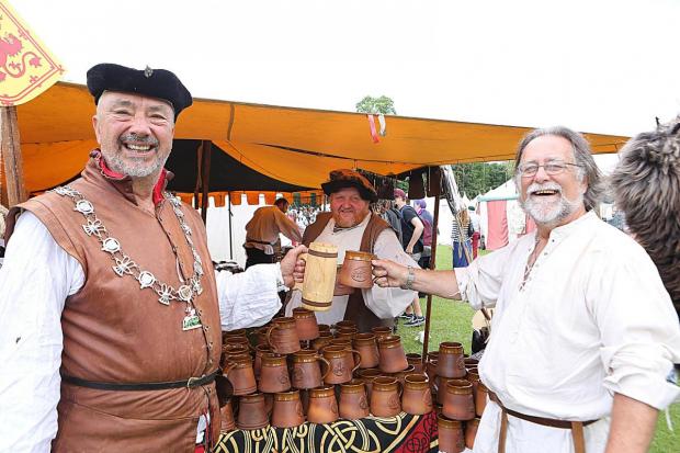 Cheers - event organiser Don Quinn enjoying a pint of mead at a previous medieval fayre