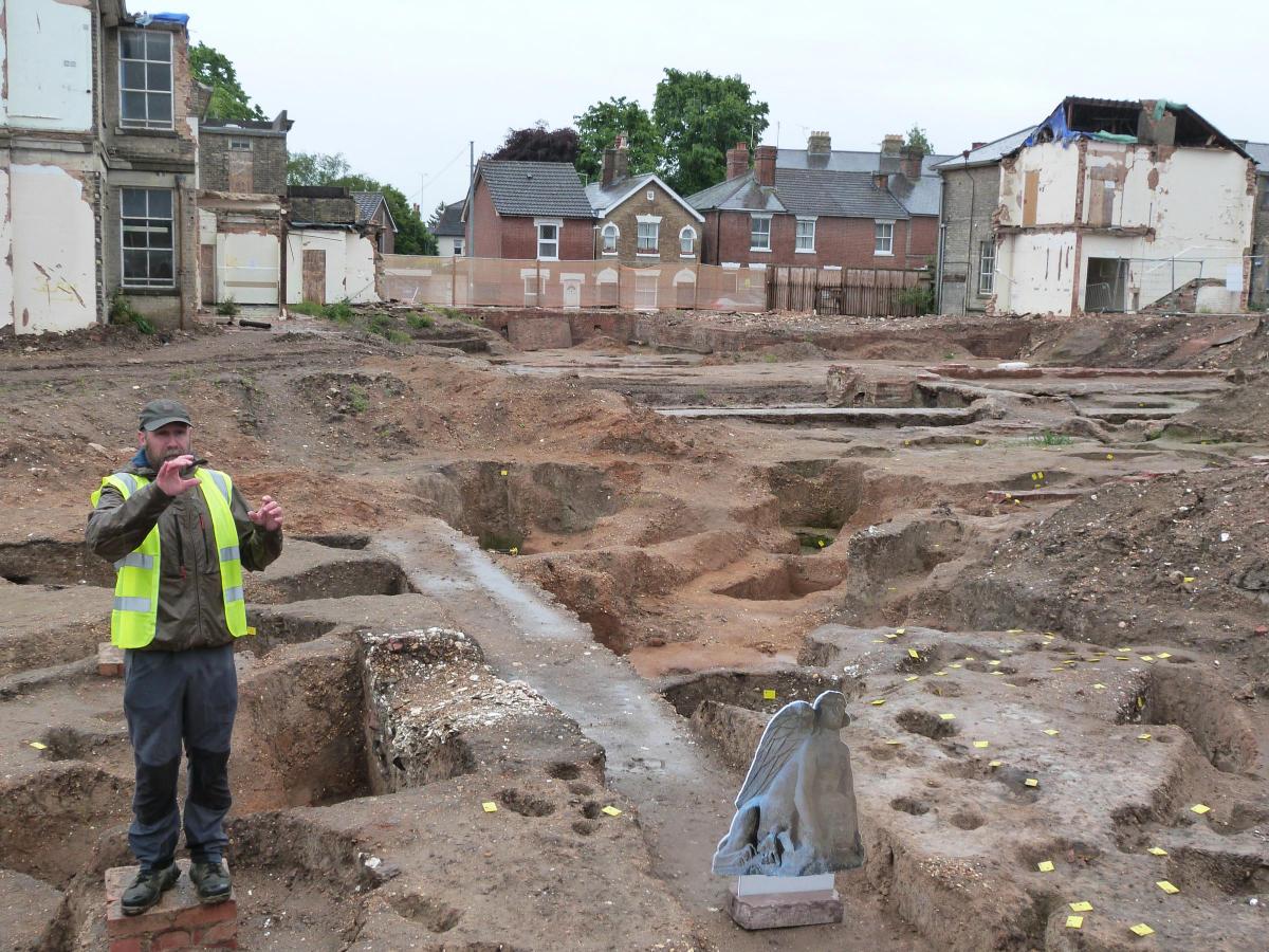 Expert – Adam Wightman, excavation manager at Colchester Archaeological Trust, explains the findings to visitors