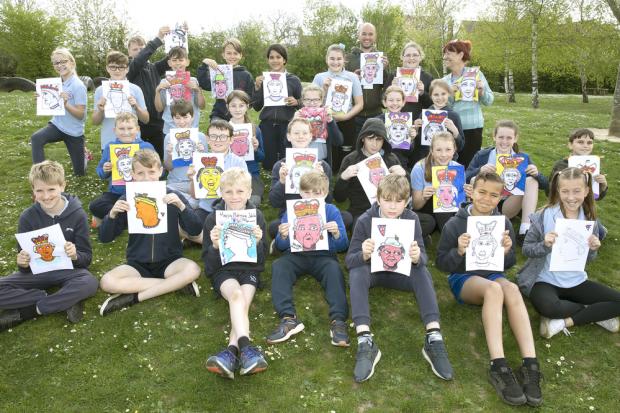 Excited - Year 6 pupils from Boxted Primary School share their pictures of the Queen                                       PICTURE: STEVE BRADING