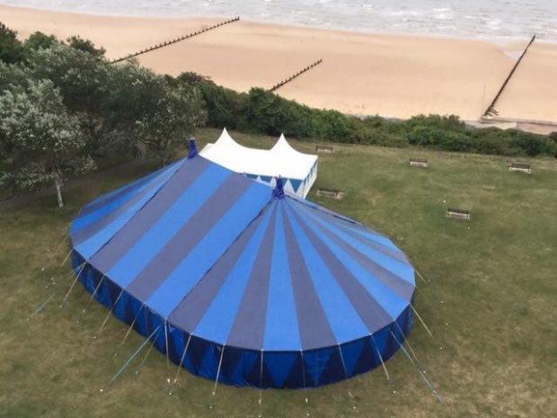 Gazette: Big show: The tent pitched on Frinton Greensward in 2019. Picture: Frinton Summer Theatre