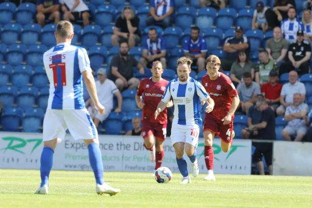 In possession - Colchester United midfielder Alan Judge brings the ball forward during the 1-1 draw with Carlisle United Picture: STEVE BRADING