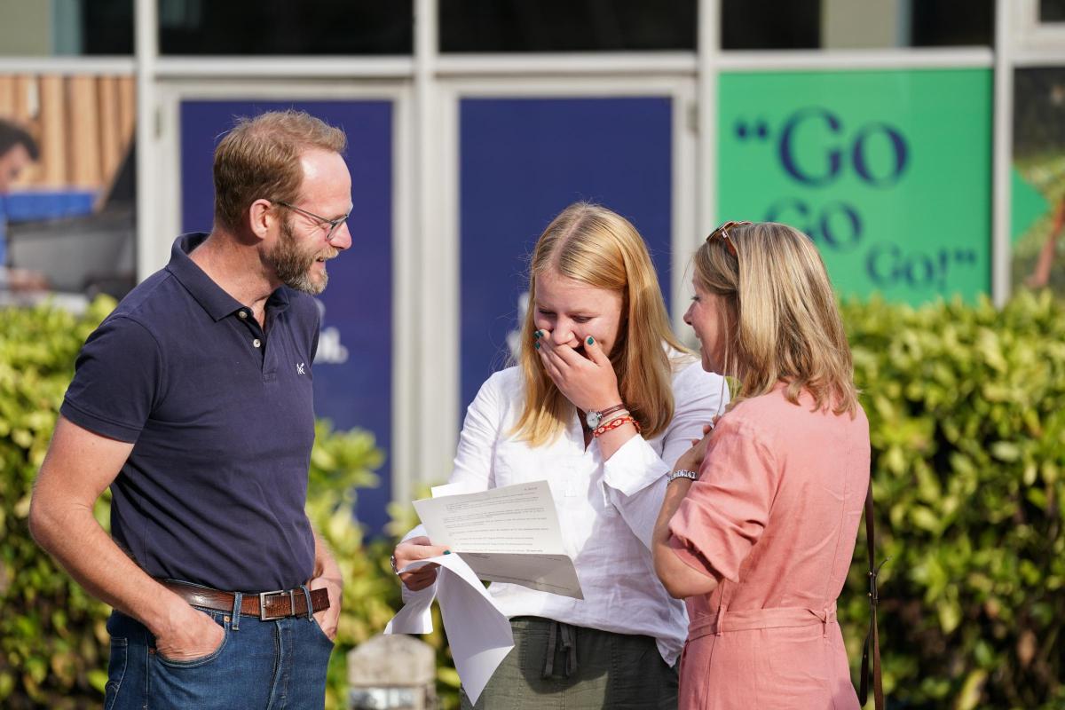 A pupil picks up her A Level results. Picture: PA