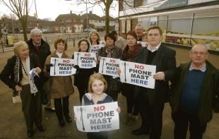 Wrong place – objectors near the site where the mast would be built