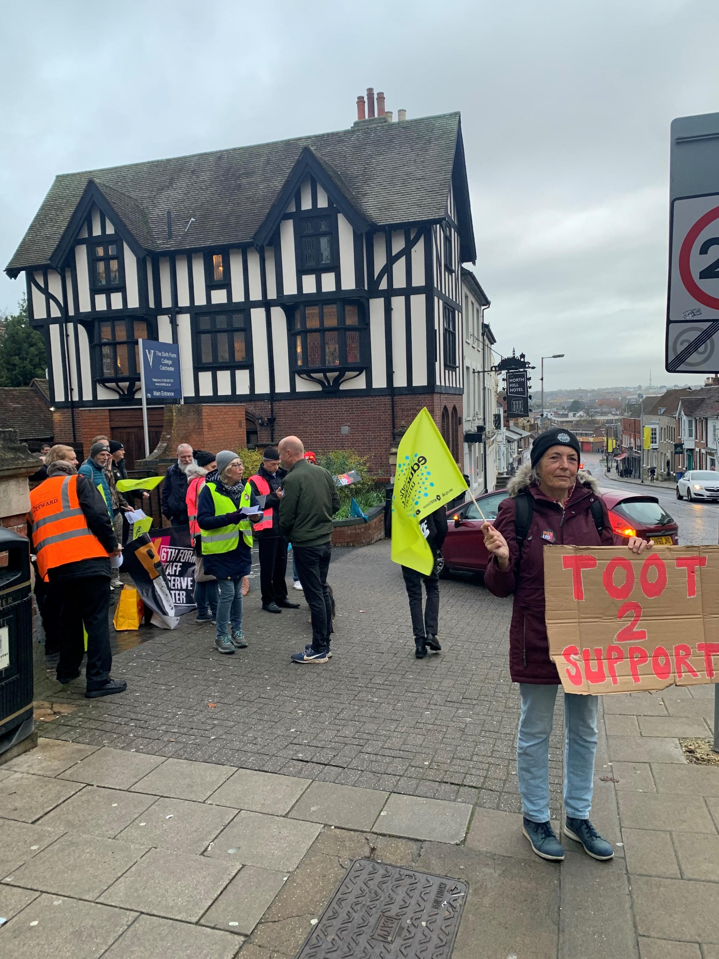Colchester Sixth Form and NEU members tutors strike over pay