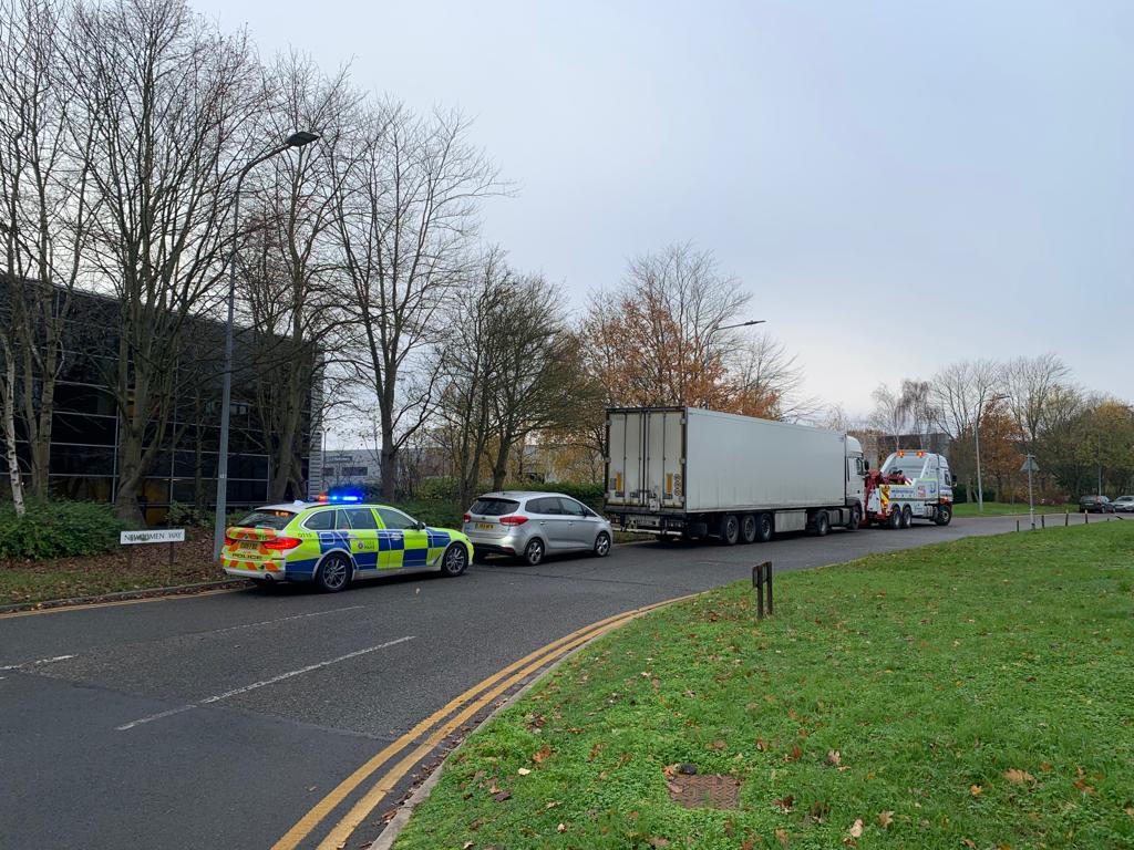 Police swoop in on lorry in Newcomen Way, Colchester