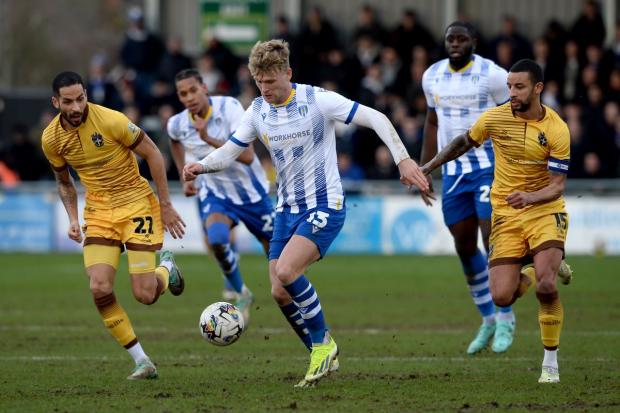 Drive - Cameron McGeehan in action for Colchester United in their 1-1 draw with Sutton United