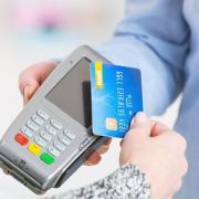 A contactless card payment. Stock image