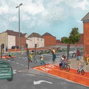 How the new revamped Balkerne Hill crossing could look under Essex County Council plans to boost cycling provision in Crouch Street, Colchester