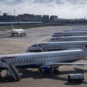A line of British Airways planes at London City Airport. Pic: PA