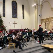 In tune – the Colne Endeavour Band play at Sunday evening's carol service