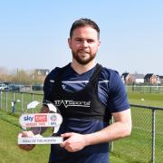 Prize guy - Alan Judge with his award after winning the Sky Bet League Two Goal of the Month for February