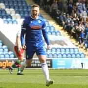 On target - Colchester United striker Freddie Sears celebrates after scoring against Walsall last weekend Picture: STEVE BRADING