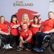 Call-up - Zoe Newson (second from right) will compete for Team England in the Para Powerlifting event at the Commonwealth Games, this summer Picture: SAM MELLISH/TEAM ENGLAND
