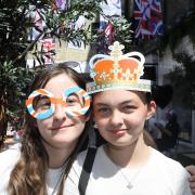Lillie Shanahan, 13, with Sophia Turner, 12, at the Red Lion Yard jubilee celebrations