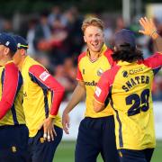 Main man - Ben Allison celebrates taking the wicket of Max Holden during Essex Eagles' game against Middlesex in the Vitality Blast T20, in June 2022 Picture: TGS PHOTO