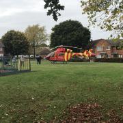 Assisting - The air ambulance arrived at the scene in Chinook, Colchester.