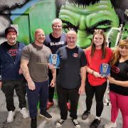 Show of strength - Mick Amey (fourth from left) with fellow powerlifters Ash, Dan, Stewie, Gracie and Shirley