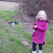 Activist - Youngster Chloe loves going on walks with nanny Carol to pick up litter.