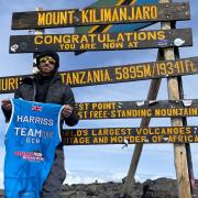 Triumphant – Chris Harriss successfuly scalde Kilimanjaro on Saturday before heading back to Colchester