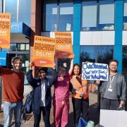 Junior doctors on the picket line outside Colchester Hospital