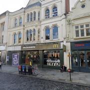 For sale - the property from the front, which is home to the High Street McDonald's