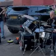 Drummer - PC Jake Mabey at the street party in Theydon Bois