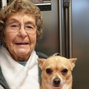 Worried – Mrs Hastilow (pictured with her daughter's dog Lily) could not contact her family for six days because of the broken BT line