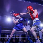 Fight - Two boxers were battling it out during An Evening ov Boxing fundraiser event.