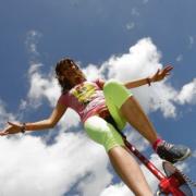 Unicycle girl – Elllie Stockwell, 15, is riding her home-made unicyle in the Colchester Carnival on Saturday