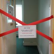 A taped off section inside a school which has been affected with sub standard RAAC