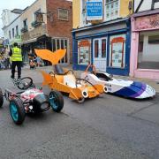 Quirky - the soapbox karts lined up behind the finish line at last year's event