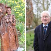 Achieved - Sir Bob Russell with a miniature version of the statue