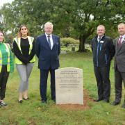 Victoria Sands and Megan Beale of Colchester Archaeological Trust are joined by Saul Hunnaball of Hunnaball Family Funeral Group, Russell Gadsby of Colchester Cemetery Office, and Mark Ingram of Hunnaball Family Funeral Group