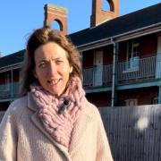 Frustrated - councillor Pam Cox pictured outside the historic buildings