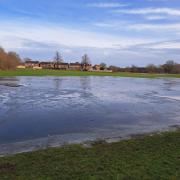 Flooded and frozen area at the Jubilee fields