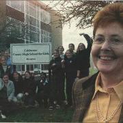 Learning - former headteacher Elizabeth Ward outside with ex-students
