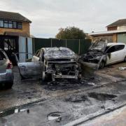 Destroyed - three cars have been written off after a fire in Tiptree