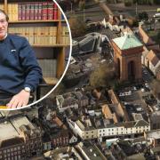 Crisis - an aerial image of Colchester and an inset image of Councillor Paul Smith