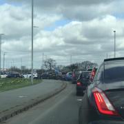 Queues - there was heavy traffic in and around the park and ride area on Sunday morning