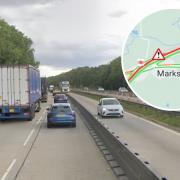 Traffic building - a Street View image of the A12 and an inset image of the map from traffic control