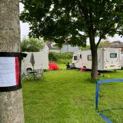 The caravans pitched up on King's Meadow in Colchester