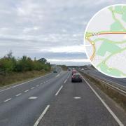 Traffic - the A12 Southbound and an inset image of the traffic control map