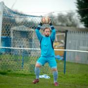 Back at the Bowl - goalkeeper Joe Fowler has rejoined FC Clacton Picture: Hannah Fountain (hrfphotography.co.uk)