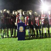 Cup kings - the Brightlingsea Regent players celebrate after their Tolleshunt D’Arcy Memorial Cup final victory against FC Clacton Picture: Loran Reilly/www.essexfa.com